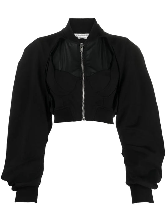 Cut-Out Cropped Bomber Jacket