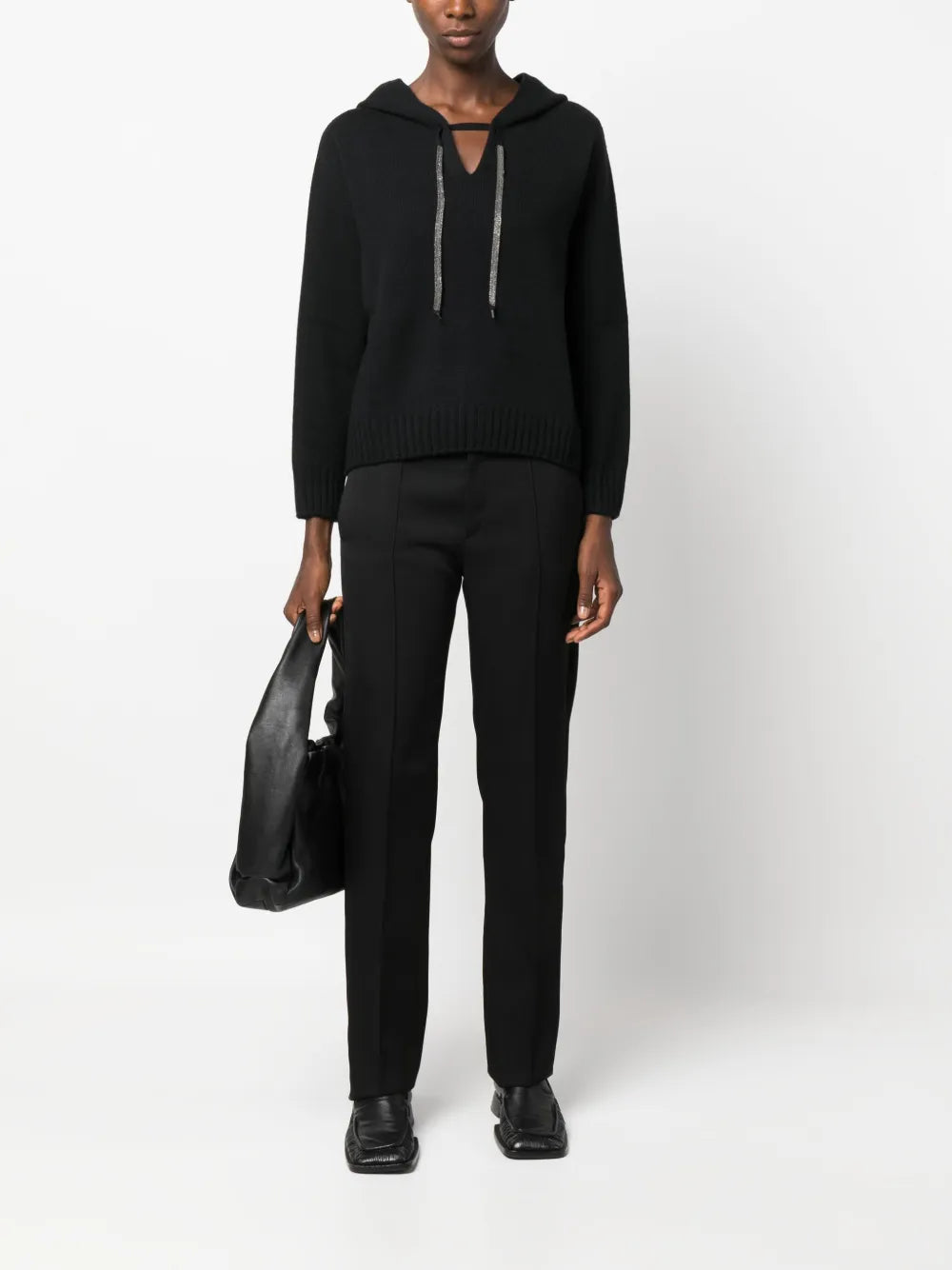 Hooded V-Neck Jumper