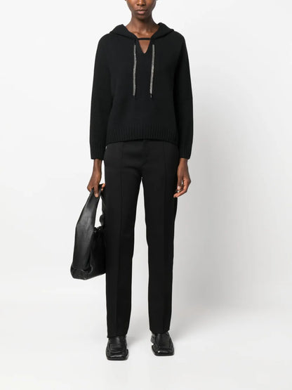 Hooded V-Neck Jumper