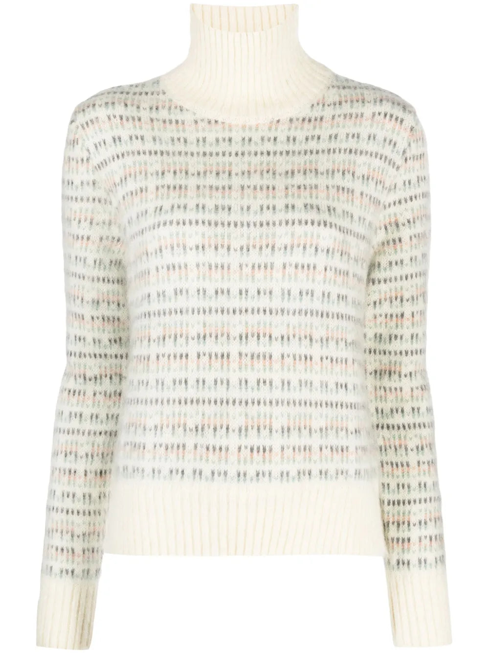 Patterned Intarsia-Knit High-Neck Jumper