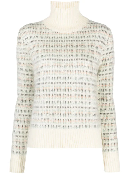 Patterned Intarsia-Knit High-Neck Jumper