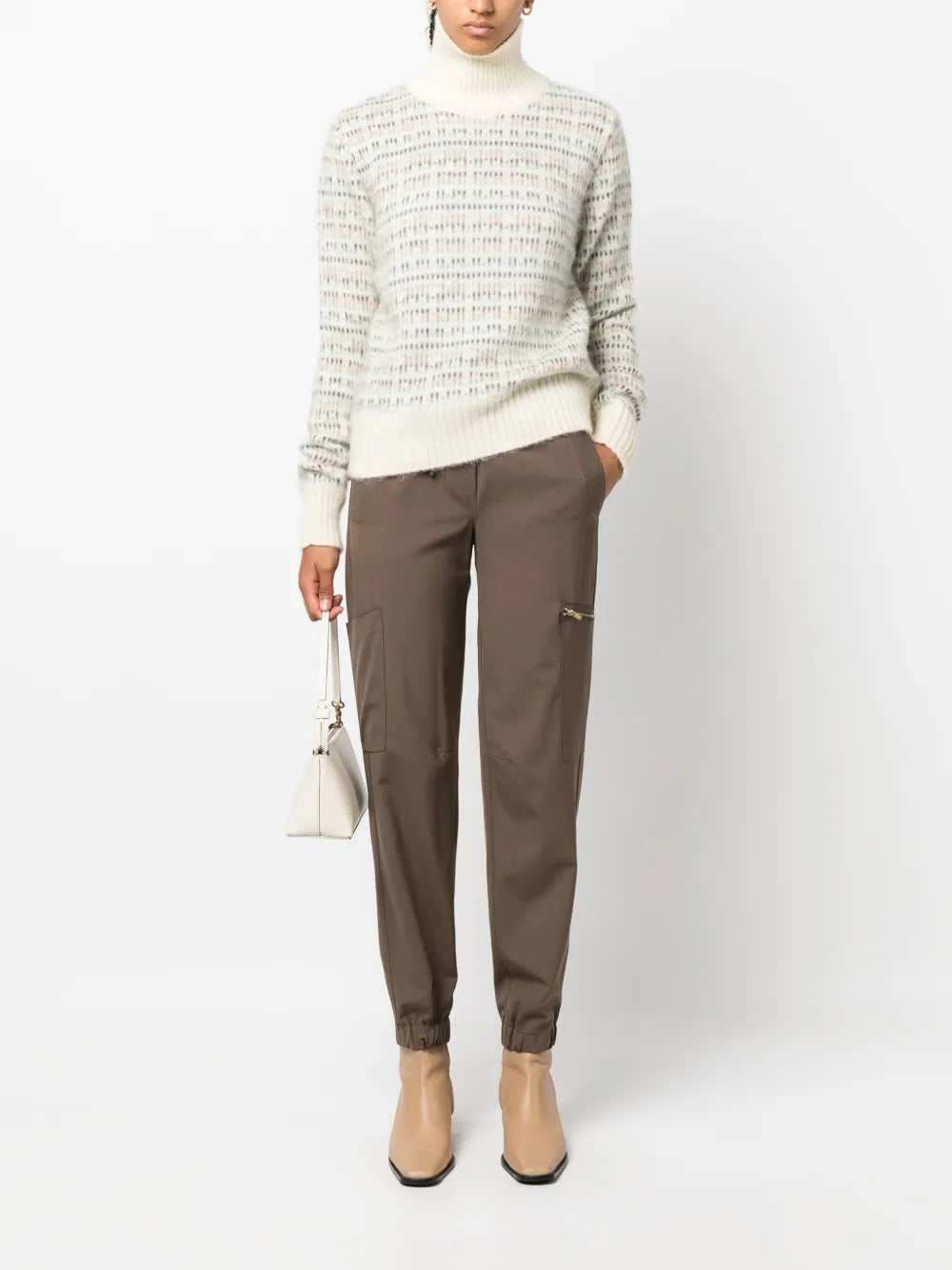 Patterned Intarsia-Knit High-Neck Jumper
