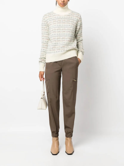 Patterned Intarsia-Knit High-Neck Jumper