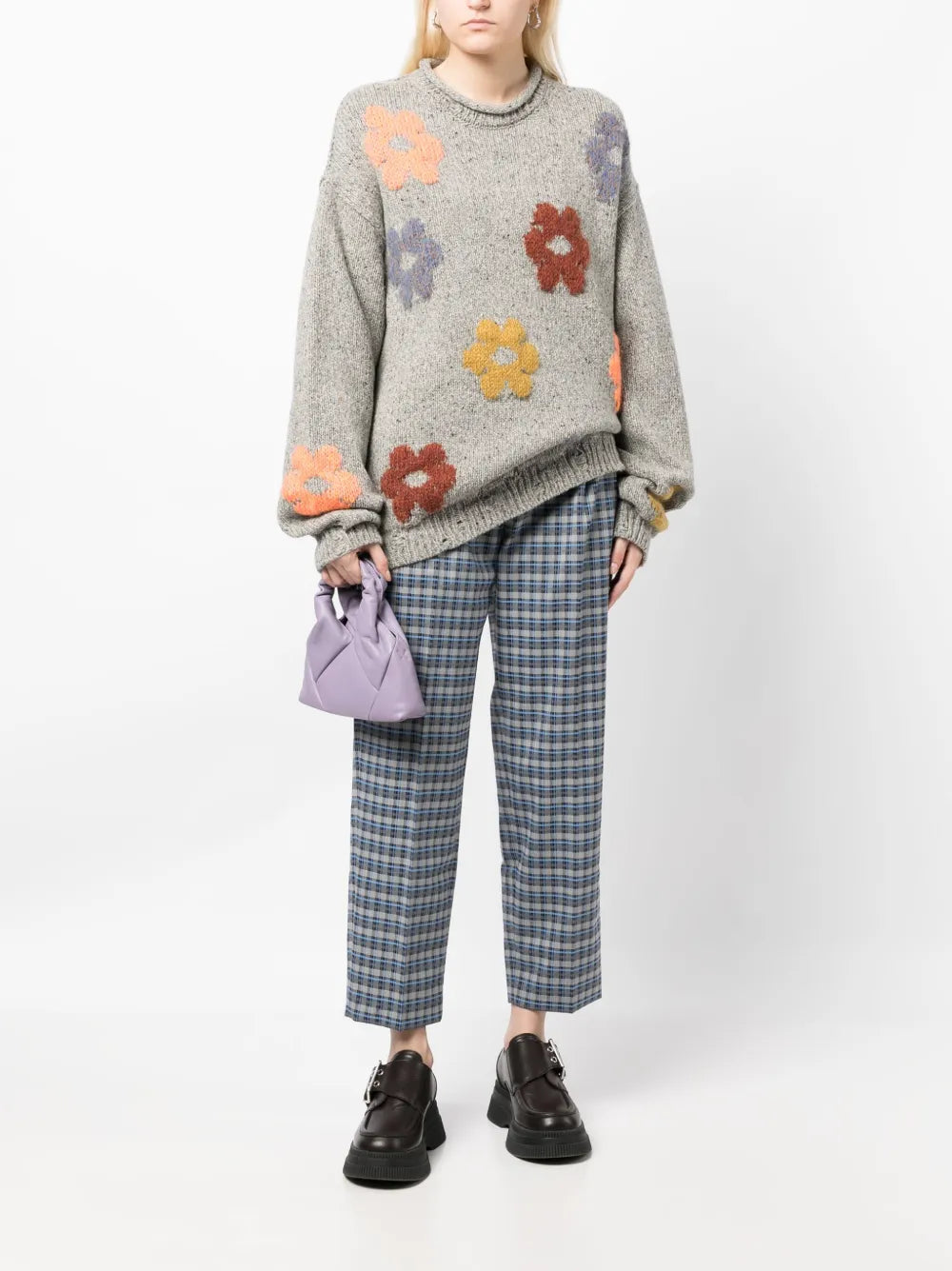 Check-Pattern Cropped Trousers