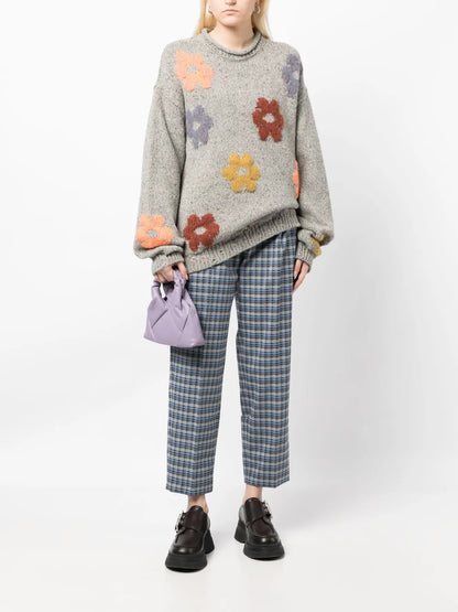 Check-Pattern Cropped Trousers