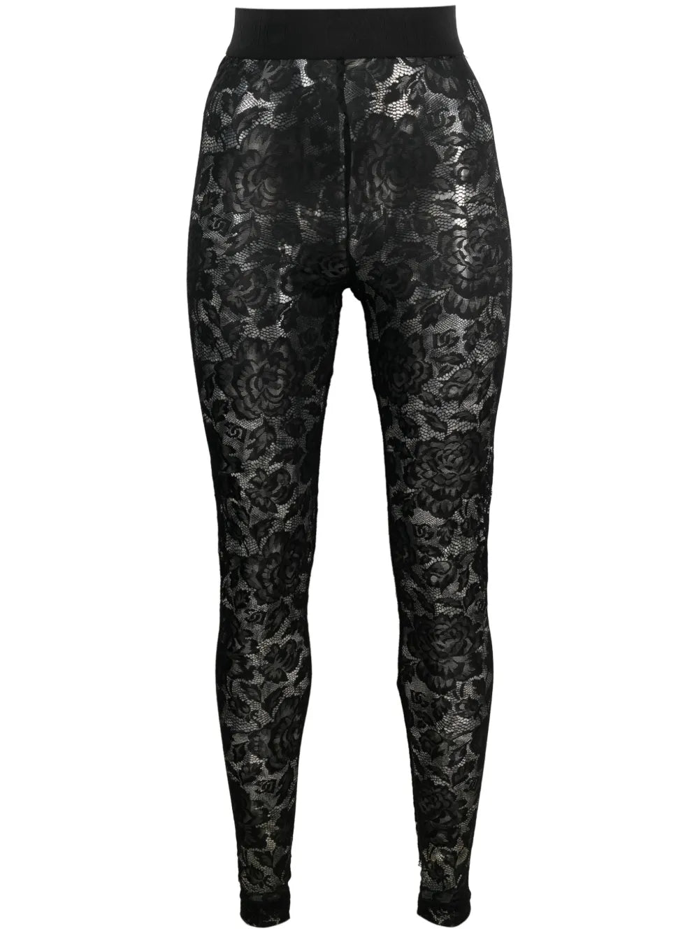 Floral-Lace Logo-Waistband Leggings