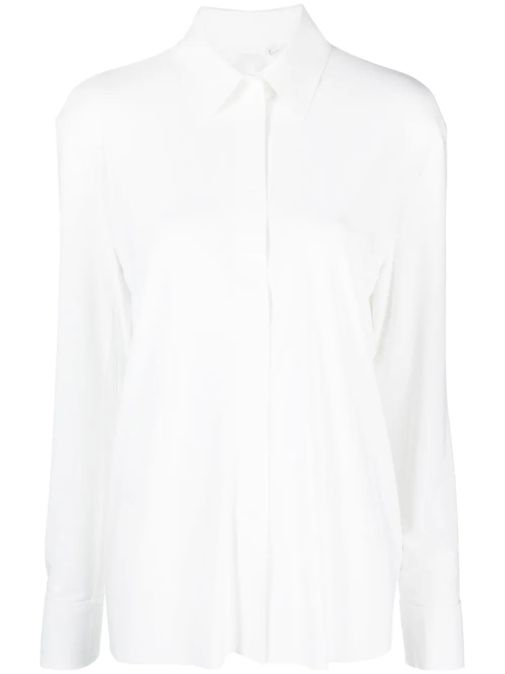 Pointed-Collar Slit-Sleeves Shirt