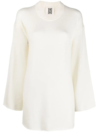 Rolled-Trim Knitted Jumper