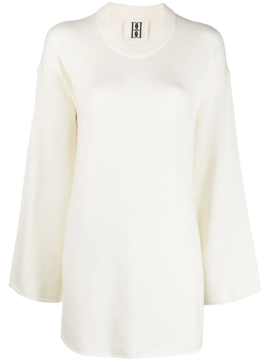 Rolled-Trim Knitted Jumper