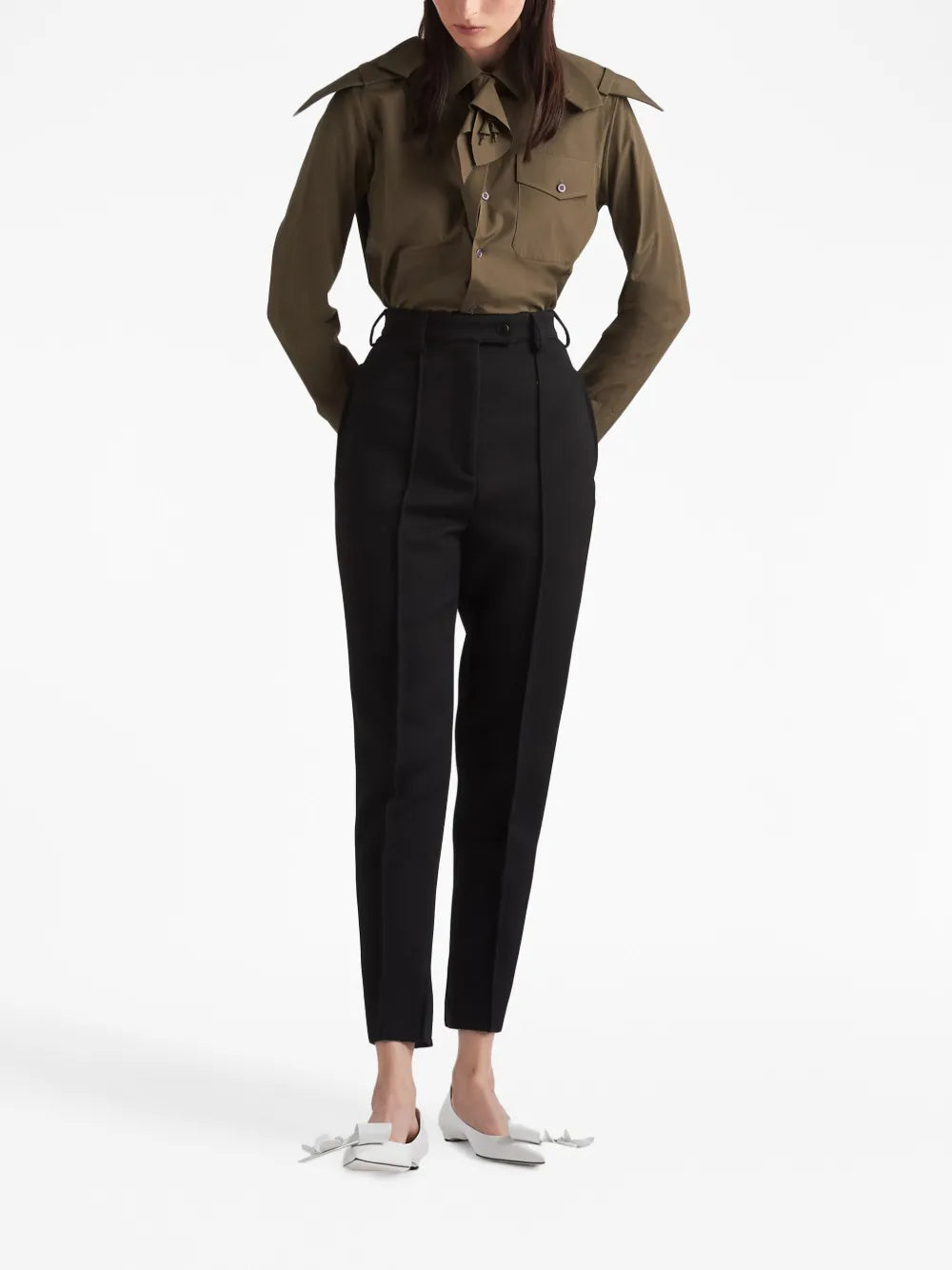 Floral-Embellished Poplin Shirt