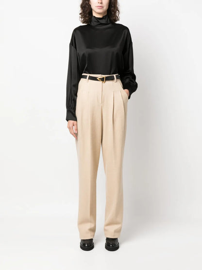 High-Neck Satin Blouse