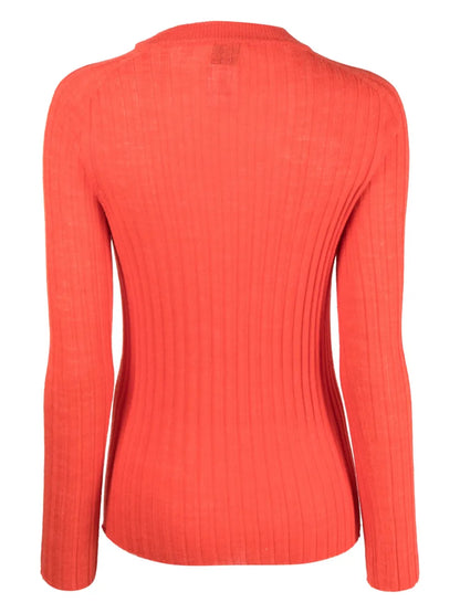 Round-Neck Chunky Ribbed-Knit Top