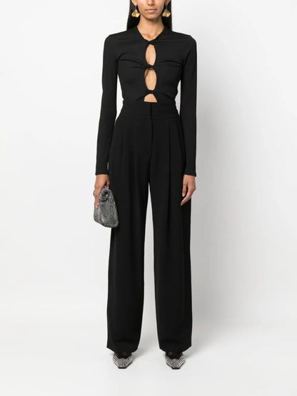 Pleat-Detail Wide-Leg Trousers