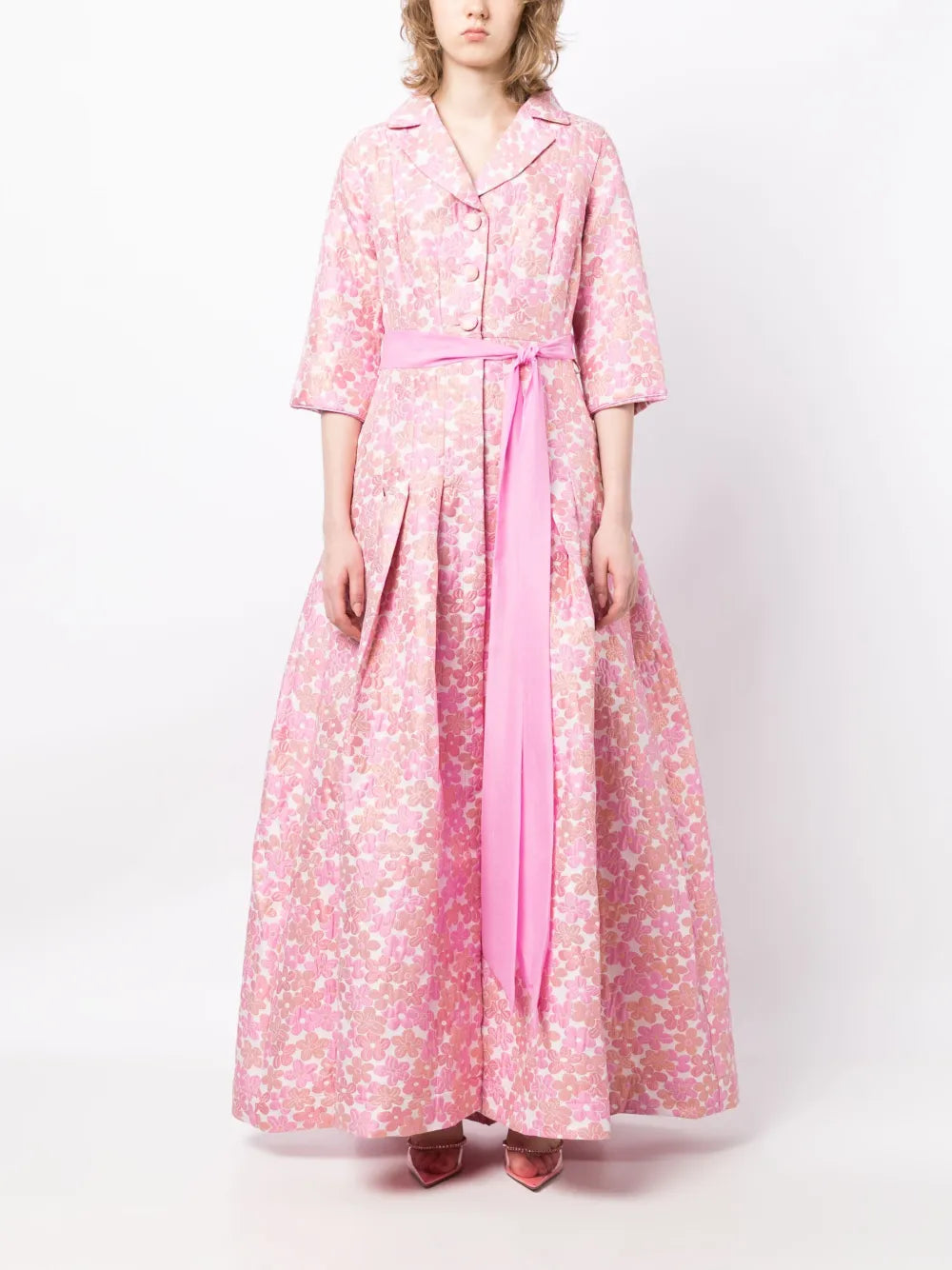 Loretta Floral-Print Gown Dress