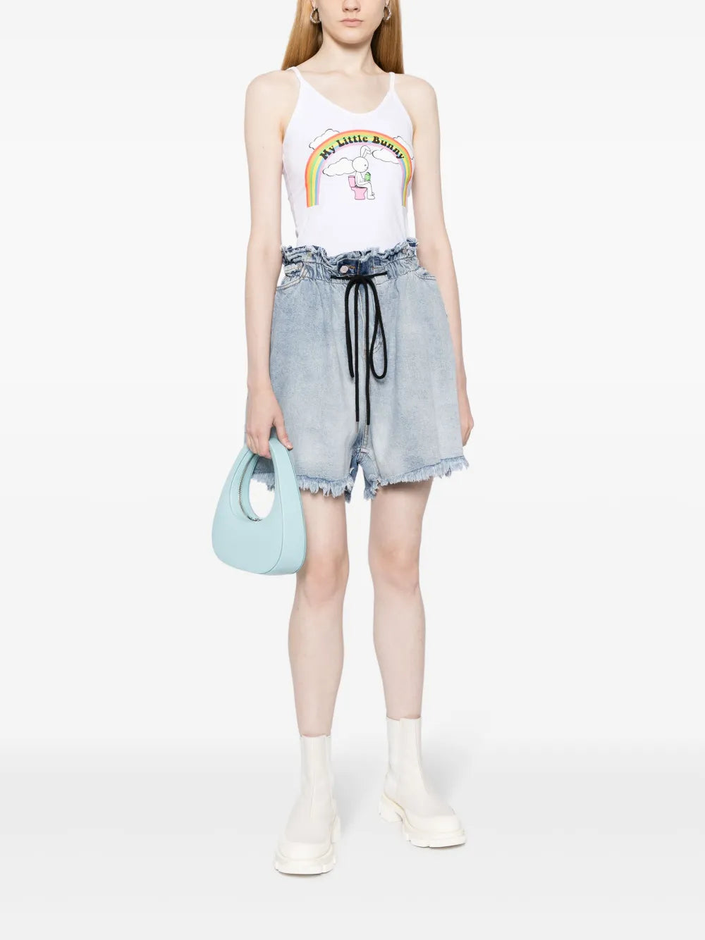 Drawstring Denim Shorts