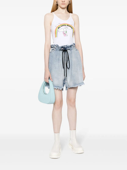 Drawstring Denim Shorts