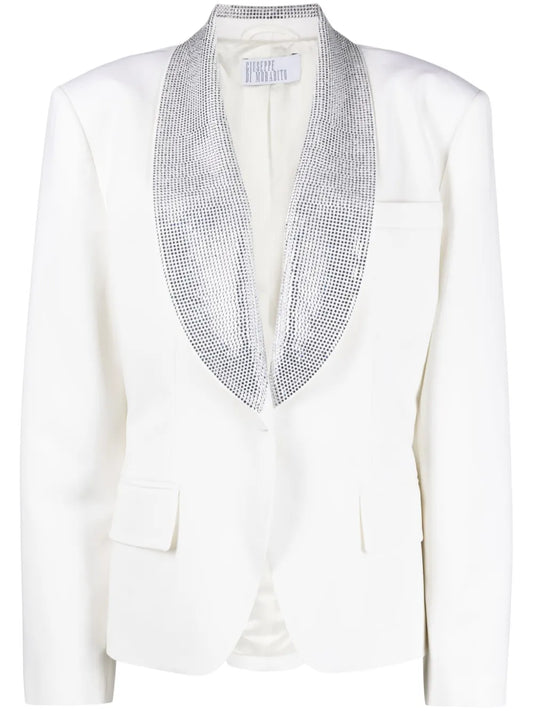 Crystal-Embellished Lapel Blazer