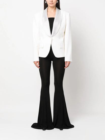 Crystal-Embellished Lapel Blazer