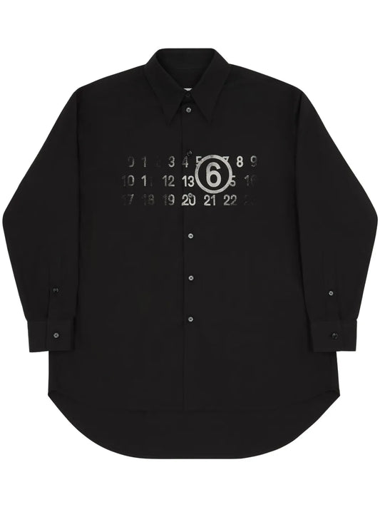 Numbers-Print Cotton Shirt