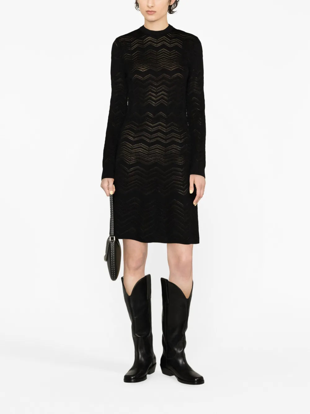 Zigzag Crochet-Knit Dress