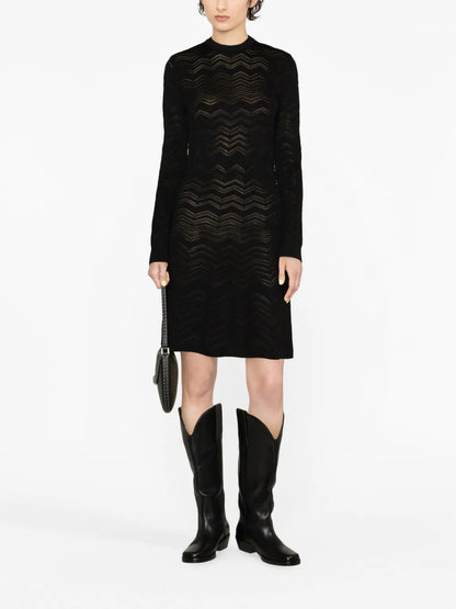 Zigzag Crochet-Knit Dress