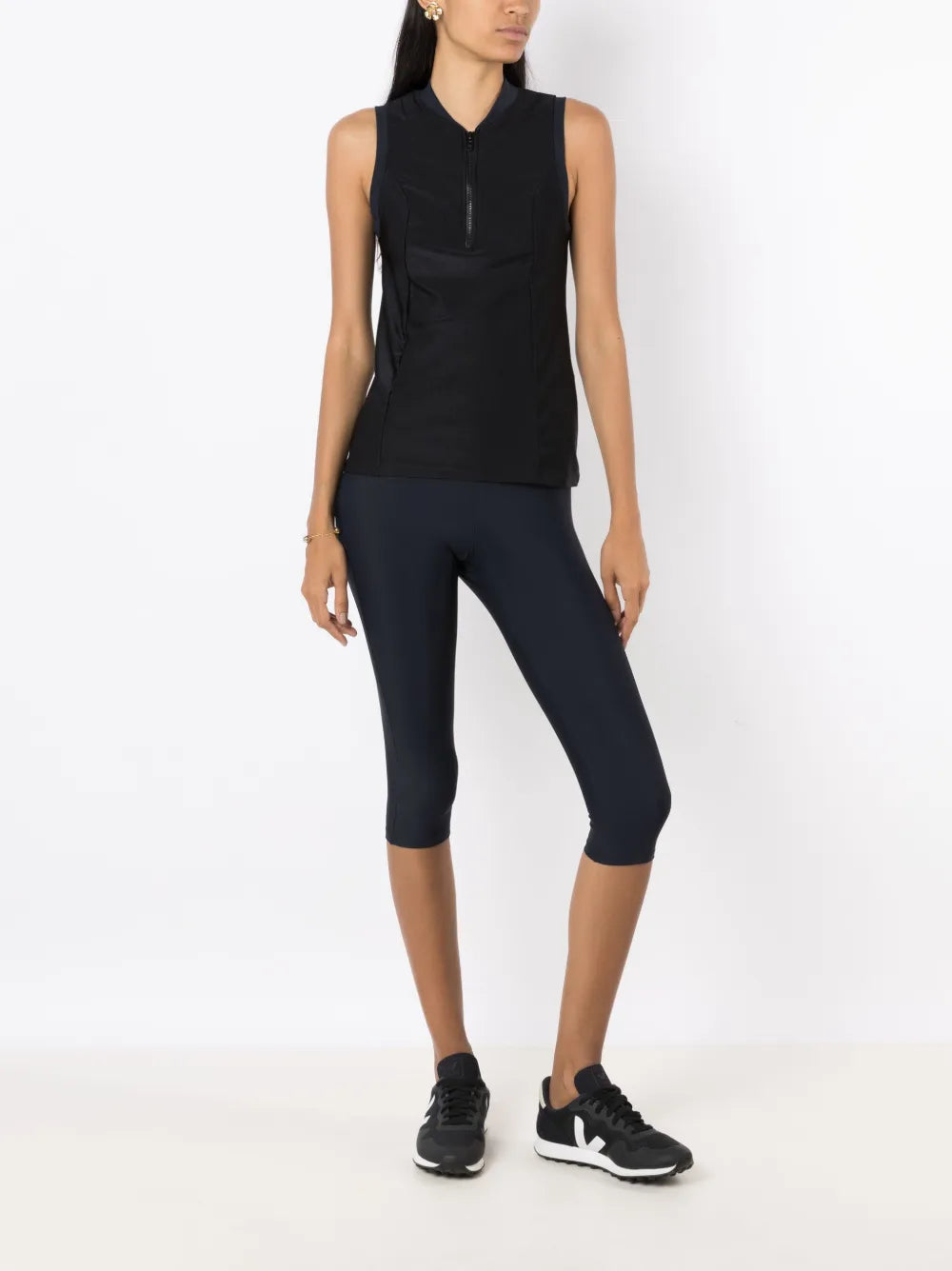 Baseball-Collar Zip-Up Top