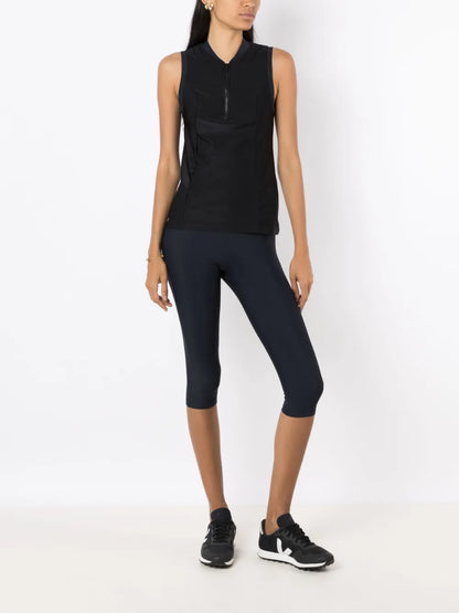 Baseball-Collar Zip-Up Top