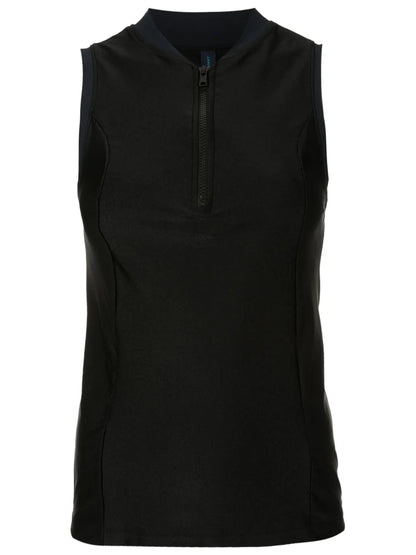 Baseball-Collar Zip-Up Top