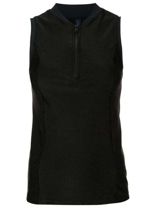 Baseball-Collar Zip-Up Top