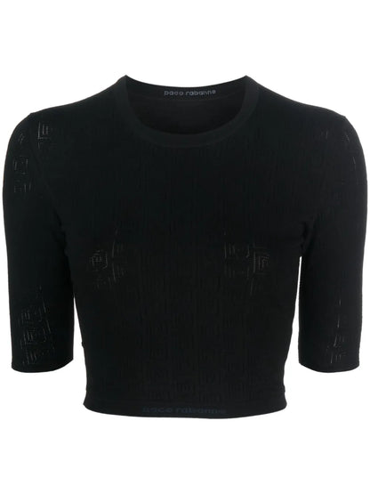 Monogram-Pattern Crop Top