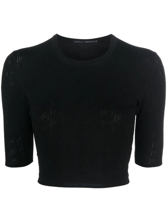 Monogram-Pattern Crop Top