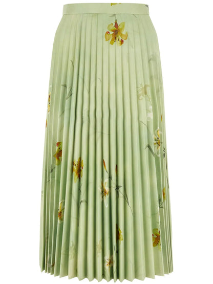 Floral-Print Pleated Midi Skirt