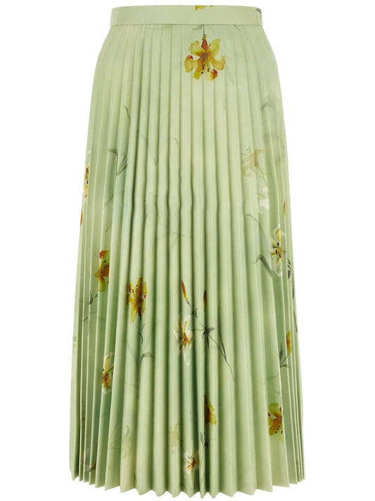 Floral-Print Pleated Midi Skirt