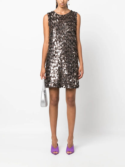 Sequinned Sleeveless Shift Minidress