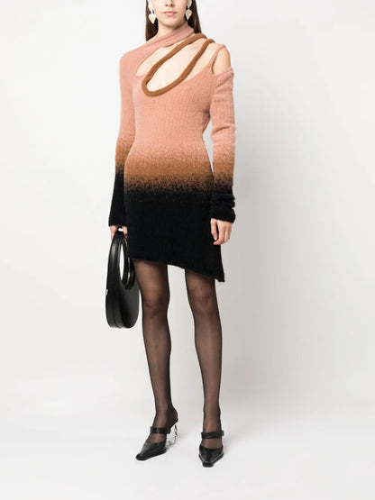 Gradient-Effect Knitted Mini Dress