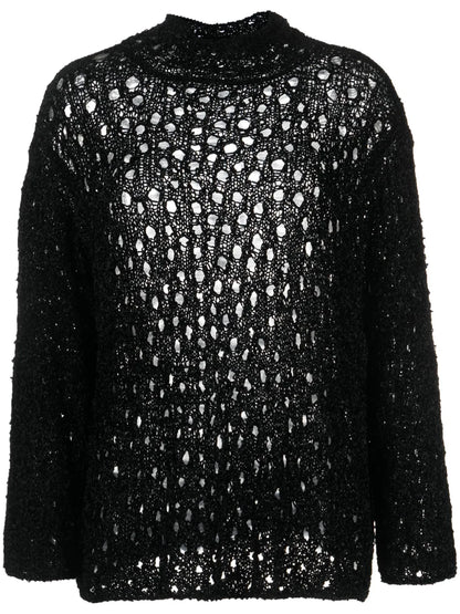 Open-Knit High-Neck Jumper