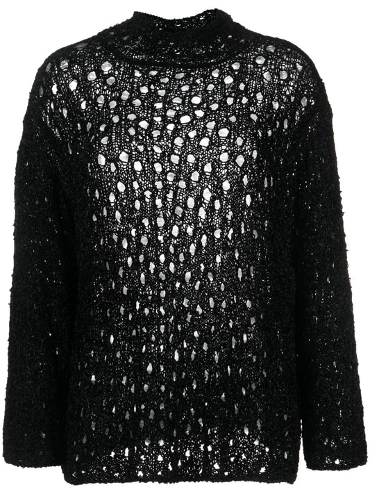 Open-Knit High-Neck Jumper