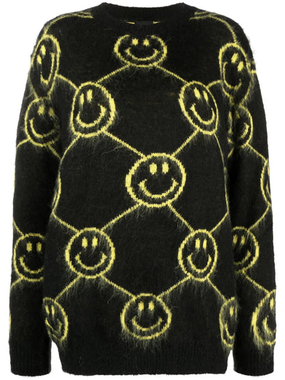Smiley-Face Intarsia-Knit Jumper