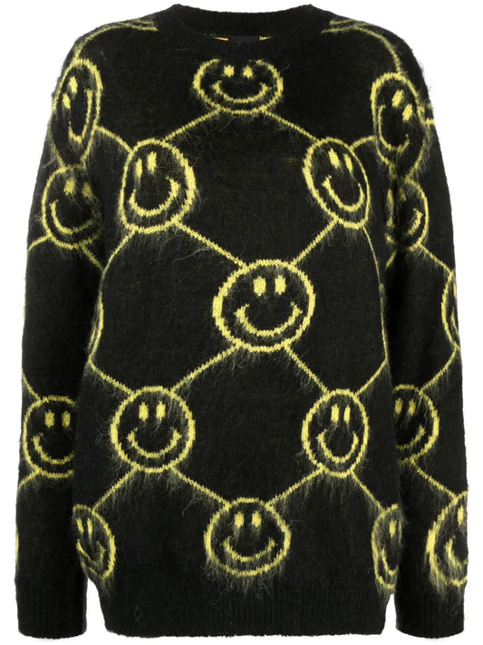 Smiley-Face Intarsia-Knit Jumper