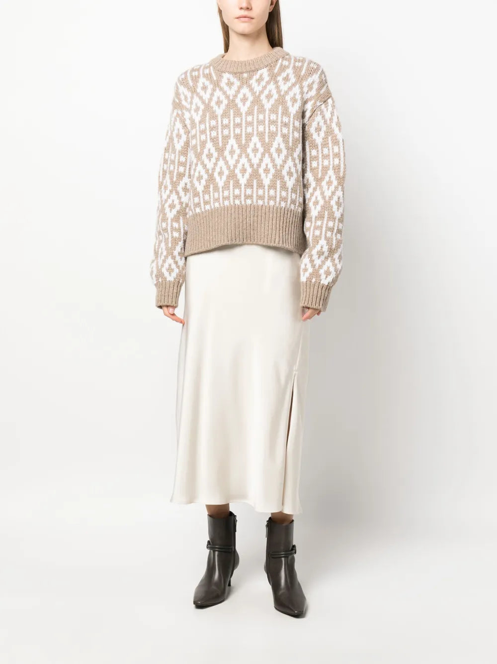 Crew Neck Printed Cashmere Jumper