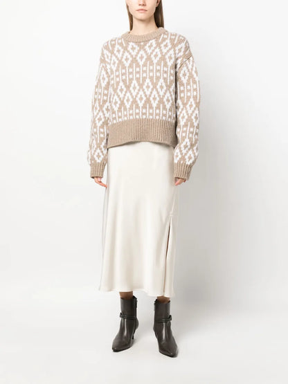 Crew Neck Printed Cashmere Jumper