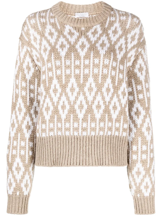 Crew Neck Printed Cashmere Jumper