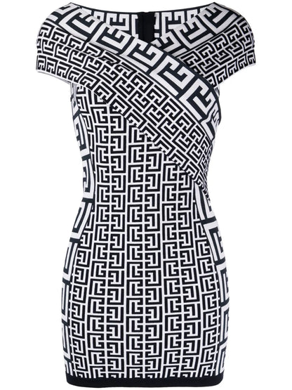 Off-Shoulder Monogram Minidress
