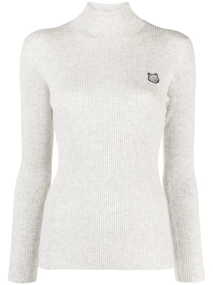 Fox-Motif High-Neck Jumper