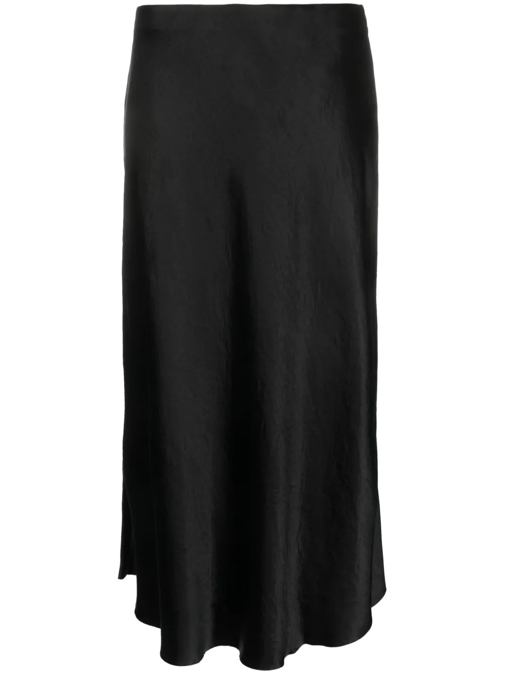 Satin-Finish Draped Midi Skirt