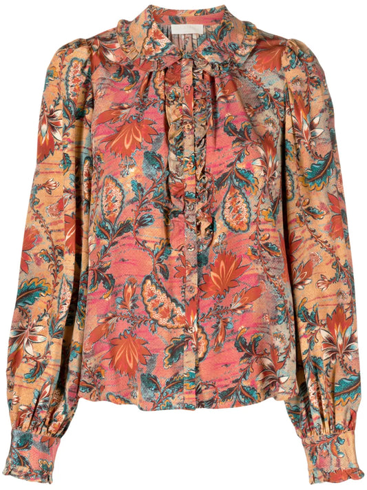 Philipa Floral-Print Silk Blouse
