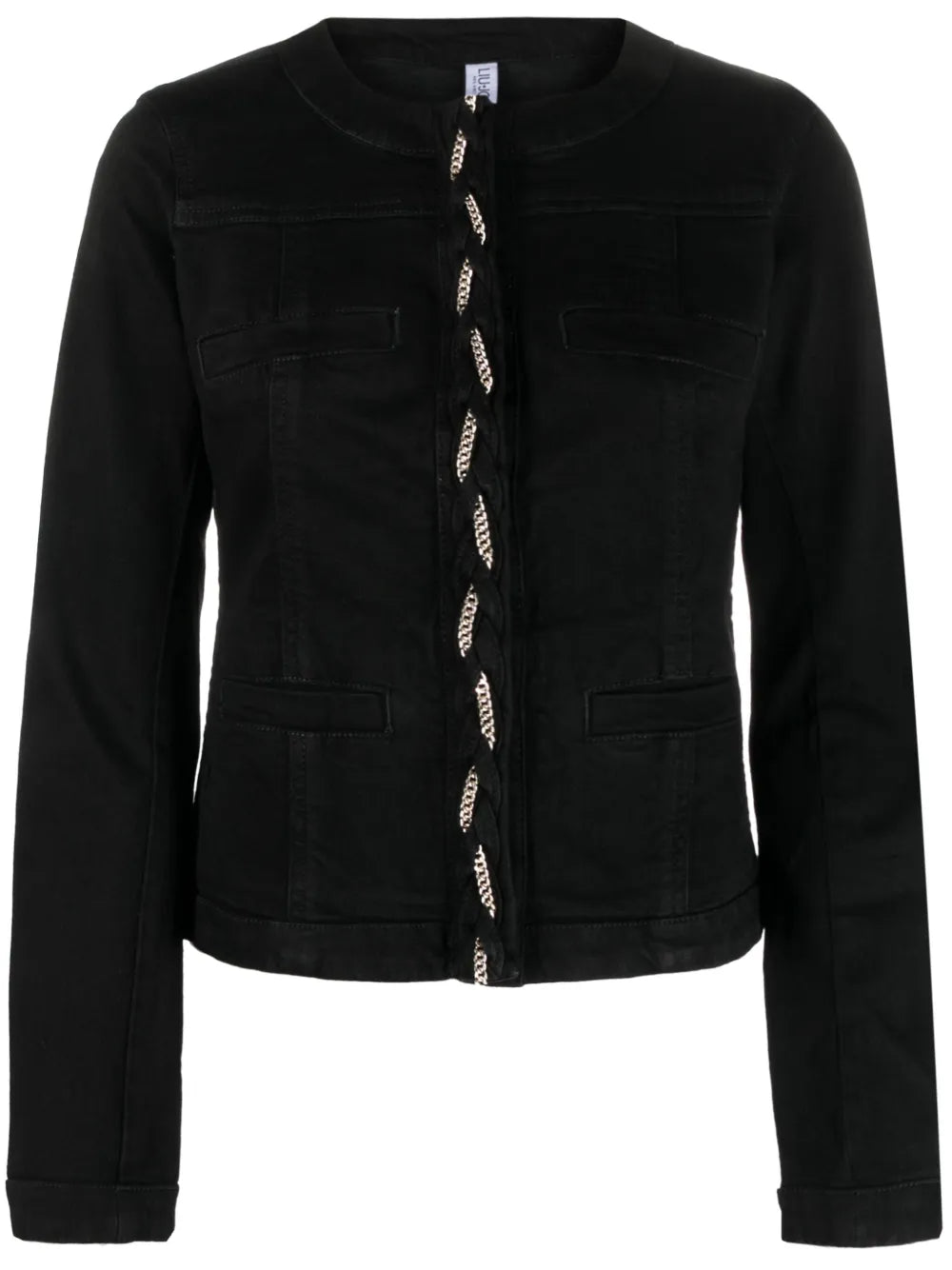 Chain-Link Detail Denim Jacket