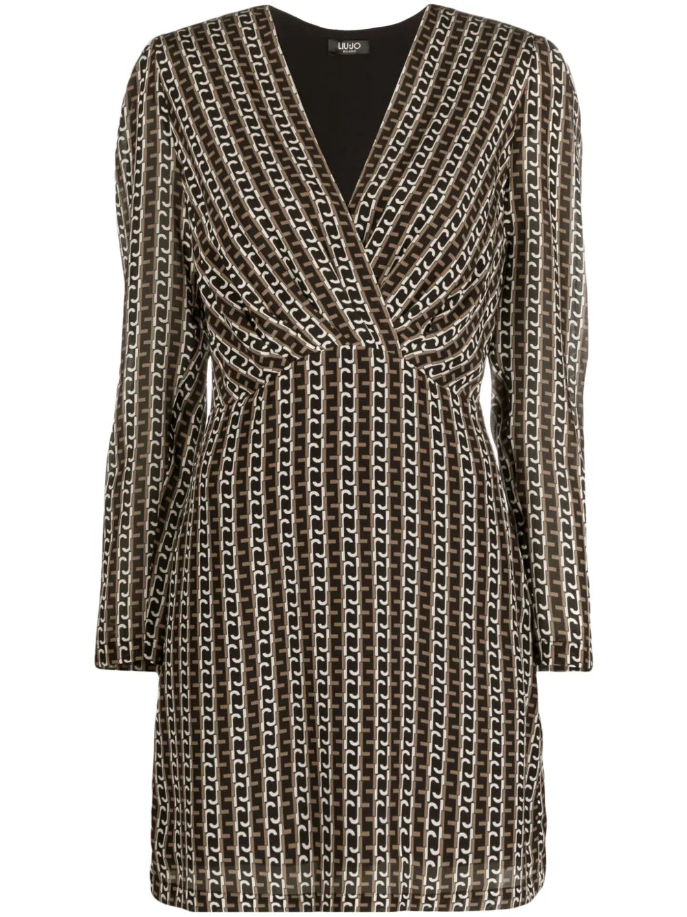 Chain-Link Print Silk Wrap Minidress
