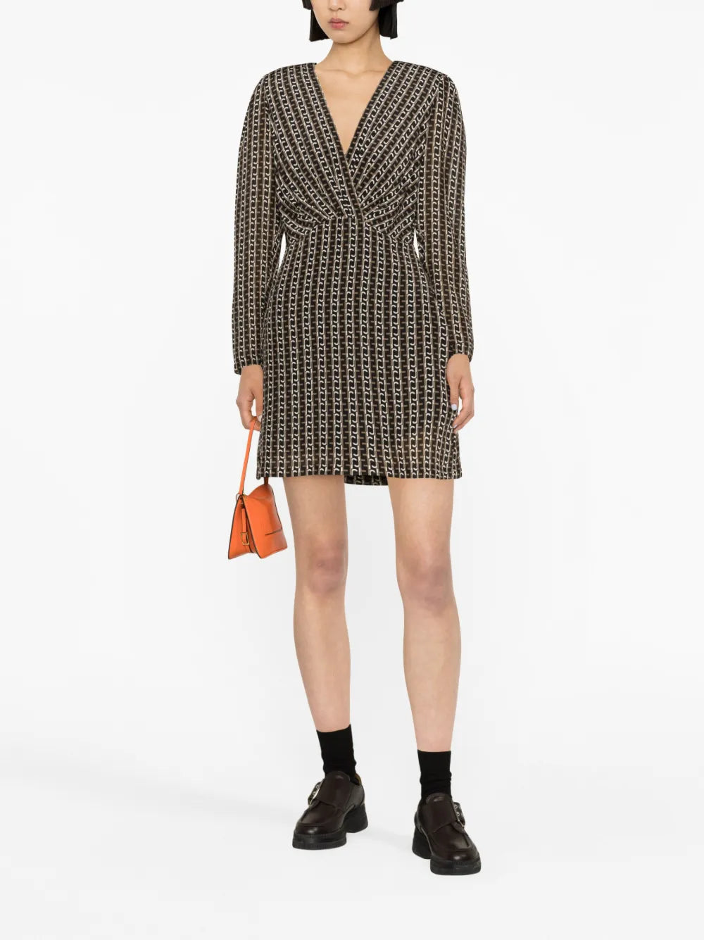 Chain-Link Print Silk Wrap Minidress