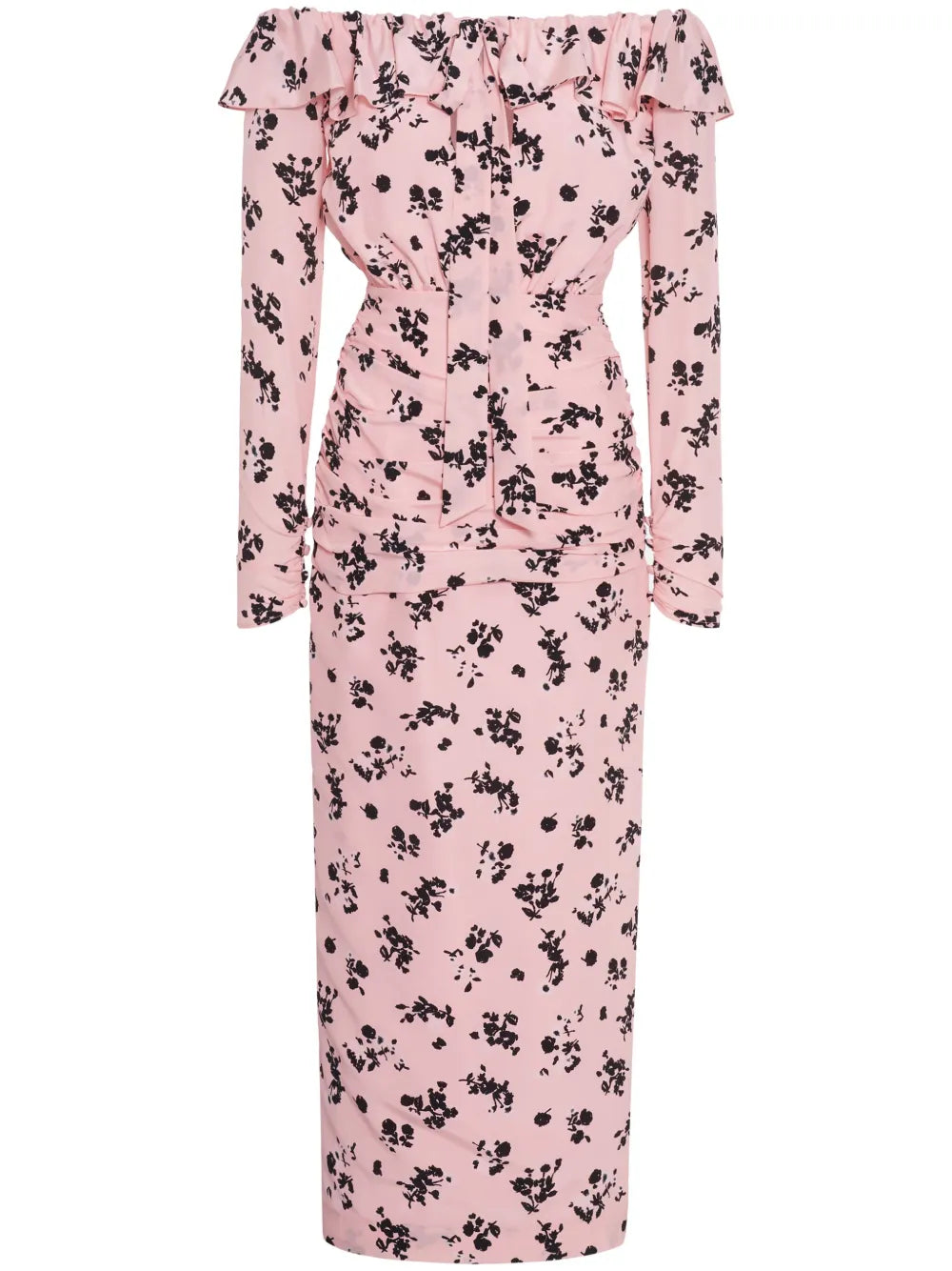 Floral-Print Ruffle Off-Shoulder Dress